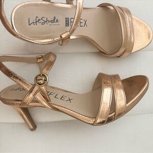 Life Stride Women's Gold Strappy Heels